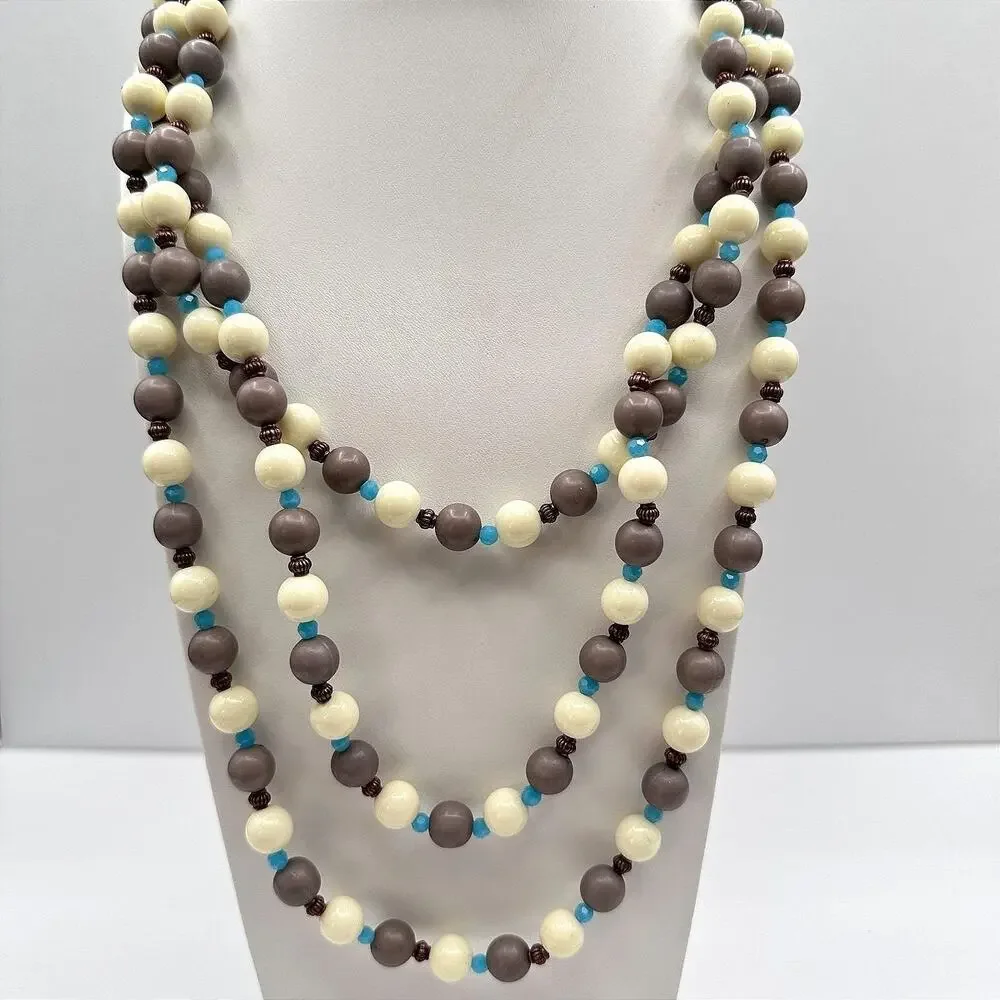 Vintage 90s RoRo Multi-Strand Beaded Necklace Earring Set Boho Fashion Jewelry